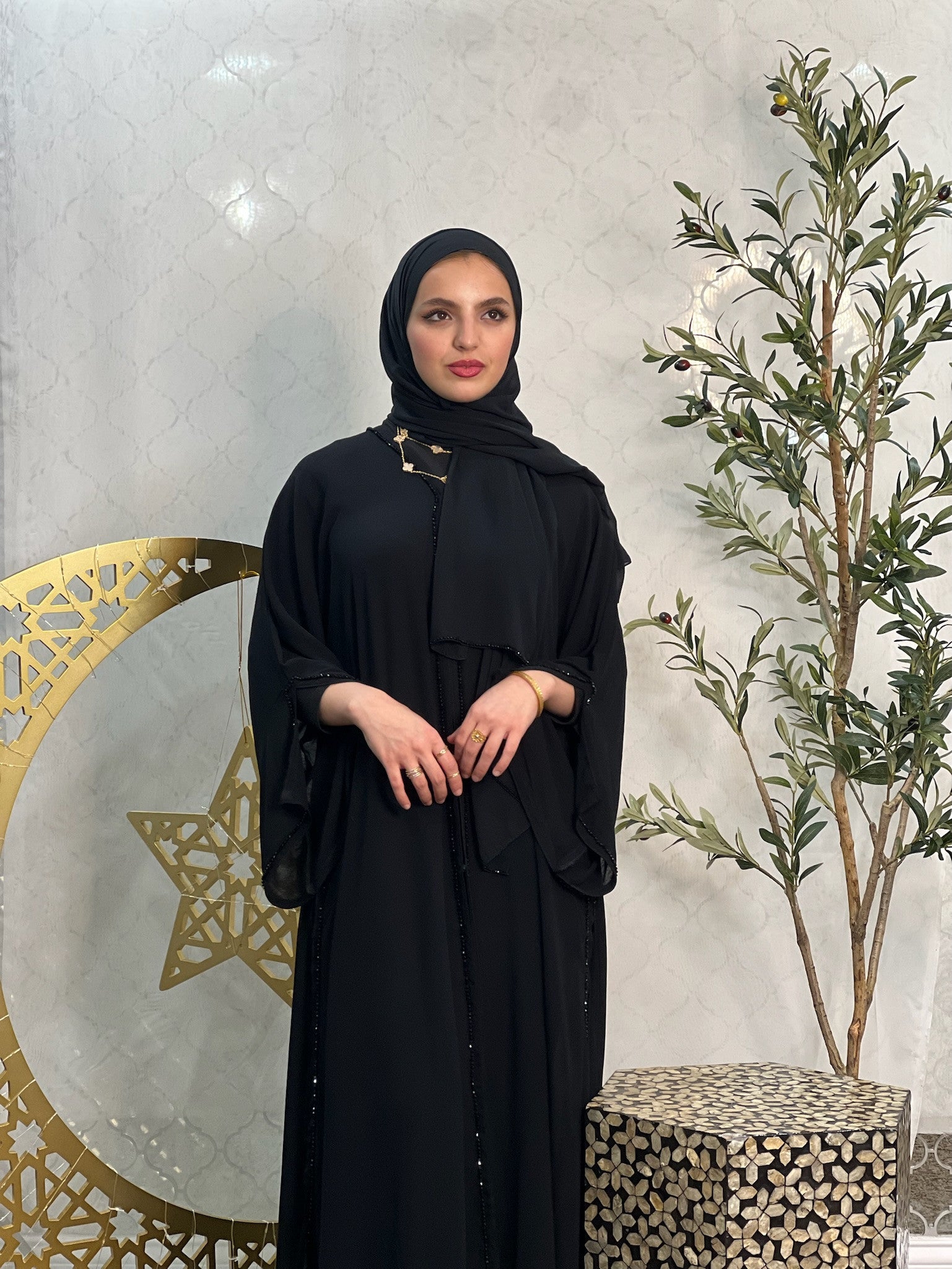 Gorgeous Double chiffon abaya  Black abaya designs, Abaya fashion, Abayas  fashion